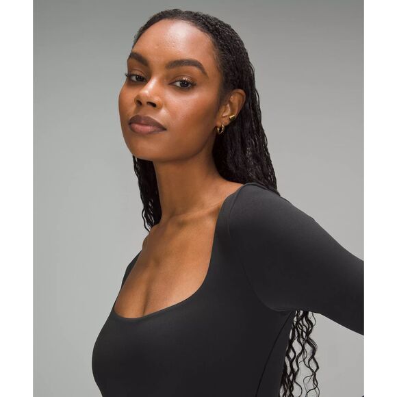 Wundermost Ultra-Soft Nulu Square-Neck Long-Sleeve Bodysuit XL BLACK NWT - Picture 5 of 12